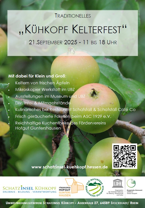 Kühkopf Kelterfest 2025 auf dem Hofgut Guntershausen Plakat Kelterfest